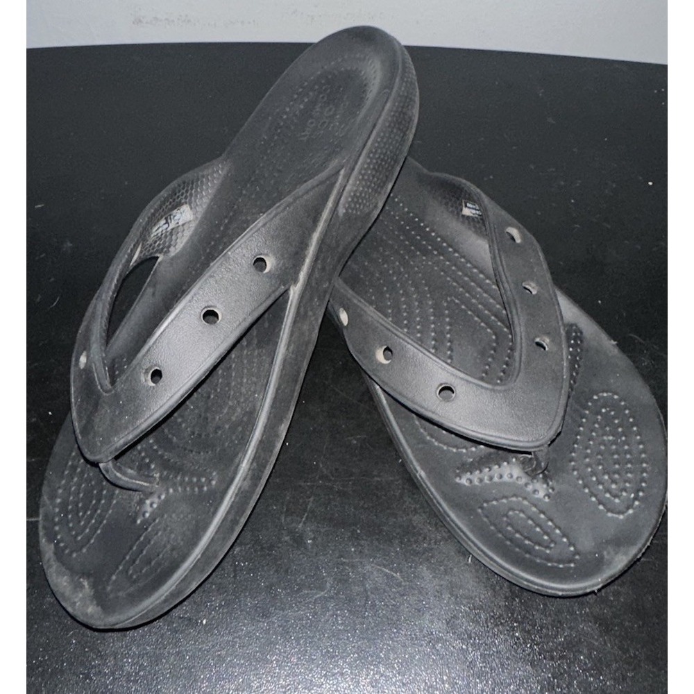 Crocs Iconic Comfort Black Flip Flops Women's 9 Mens 7